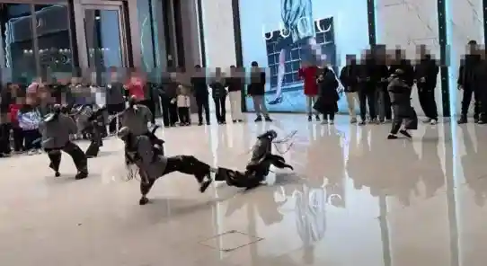 机器人上演飞天回旋踢 将队友踹飞二里地